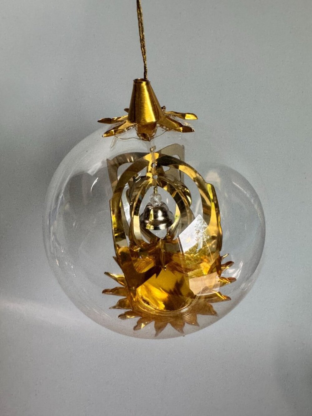 Resl Lenz Germany Glass Gyro Ornament Bell Spinner Gold Foil Globe 3 1/2" - Picture 2 of 7